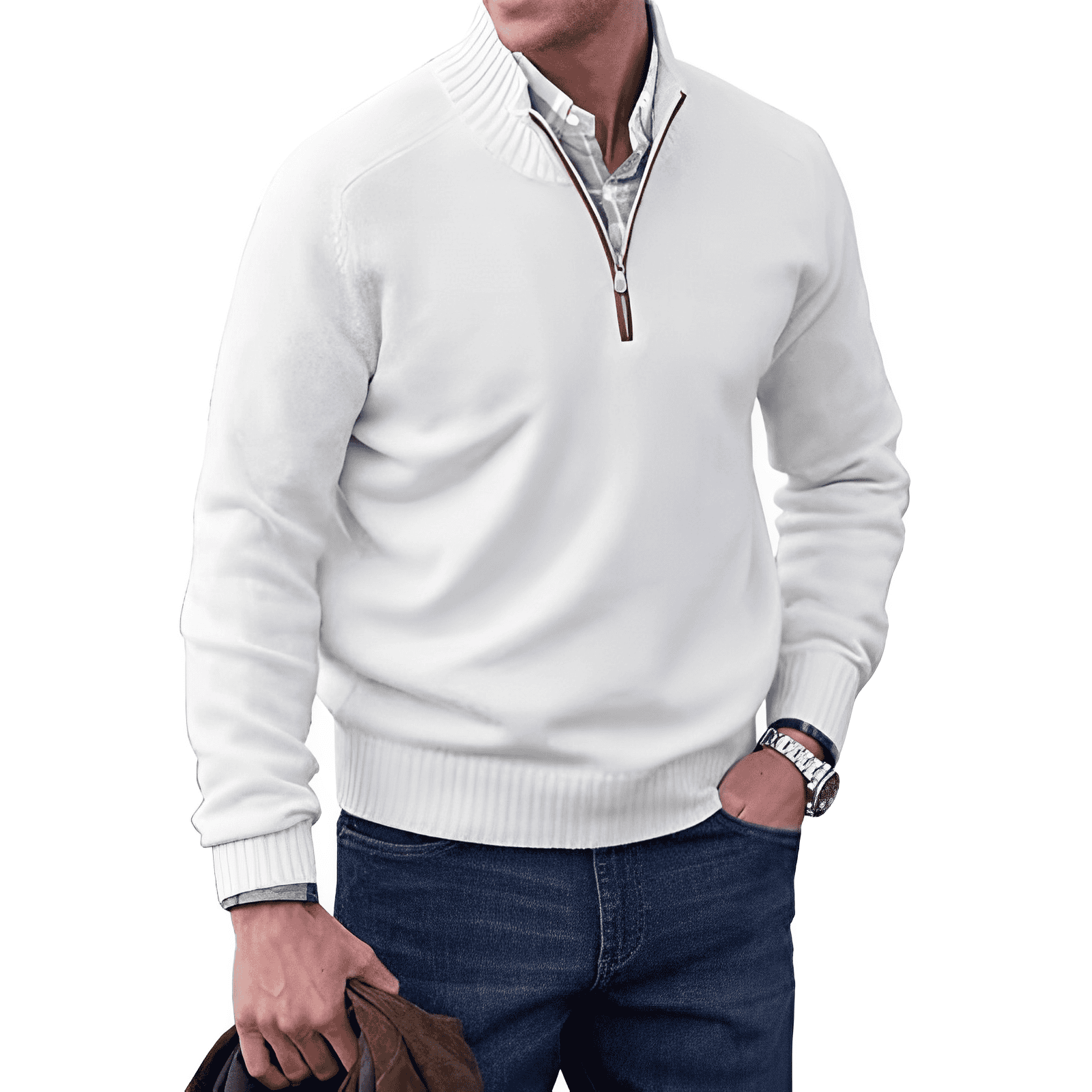 Martin – Luksusa Vīriešu Pulovers ar Polo Zipsu