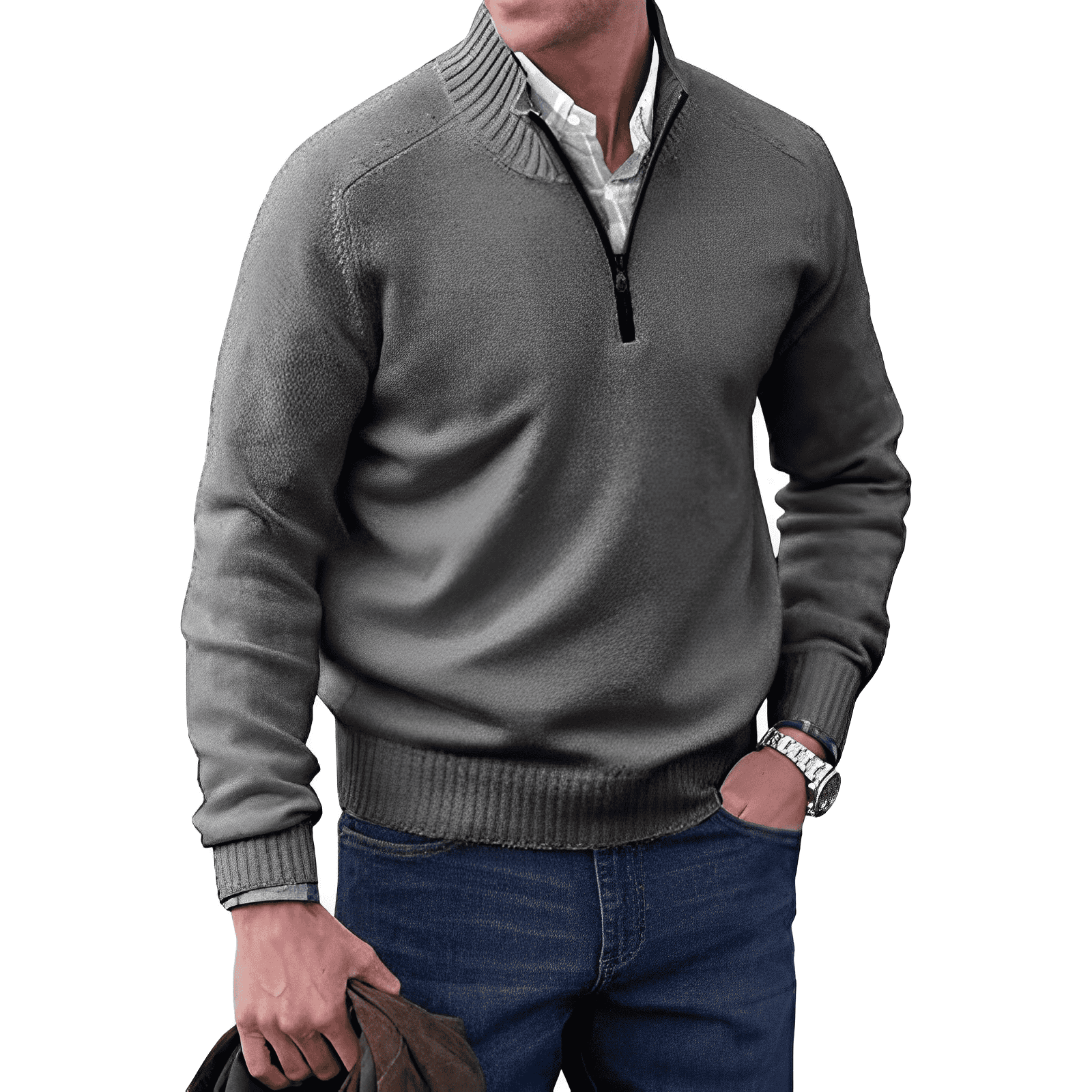 Martin – Luksusa Vīriešu Pulovers ar Polo Zipsu