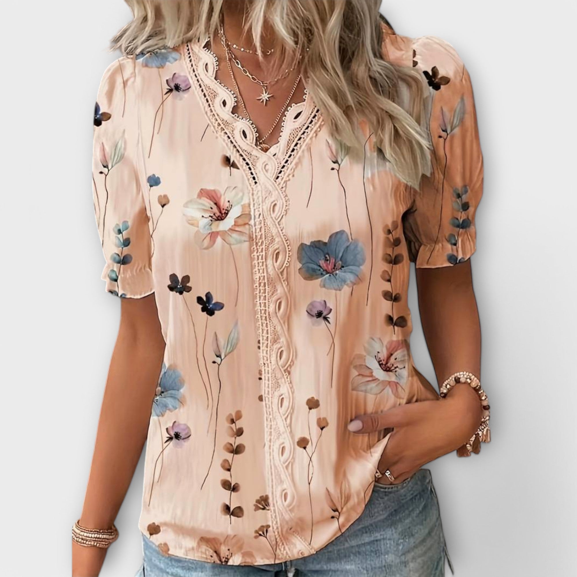 Emīlija - Fashion blus med V-ringning