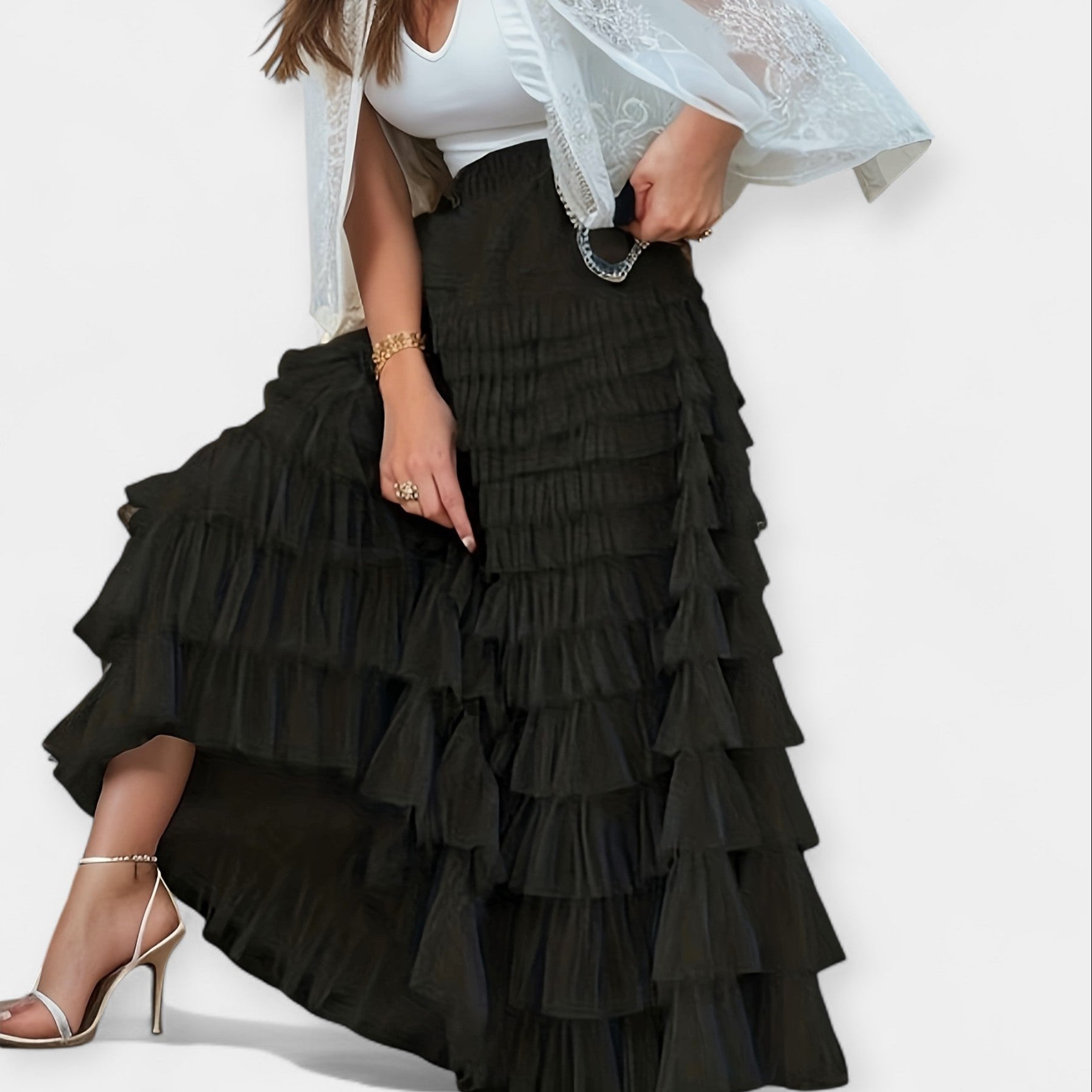 Kristýna - Eleganta Tilla Svārki ar Dekoratīvu Detalizāciju