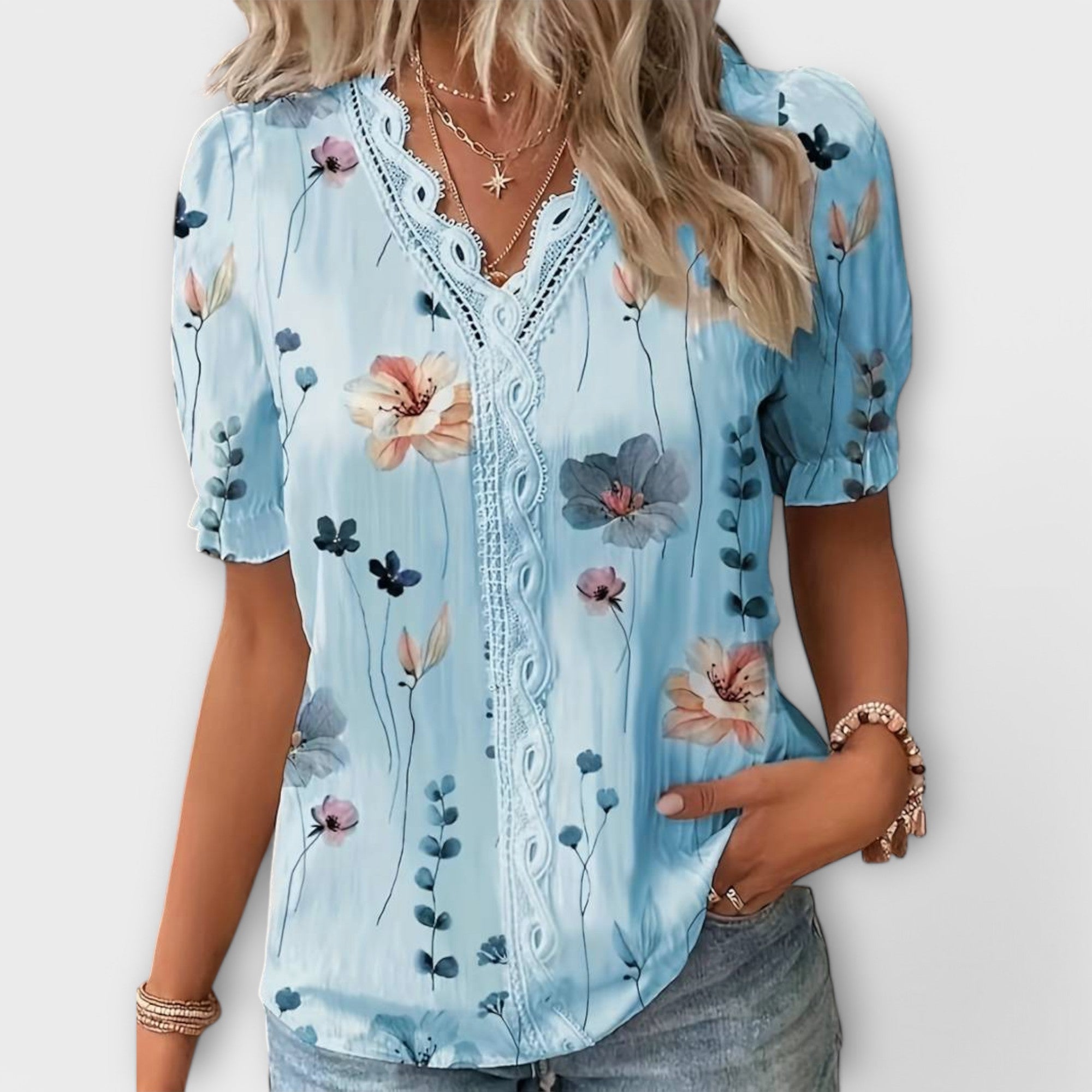 Emīlija - Fashion blus med V-ringning