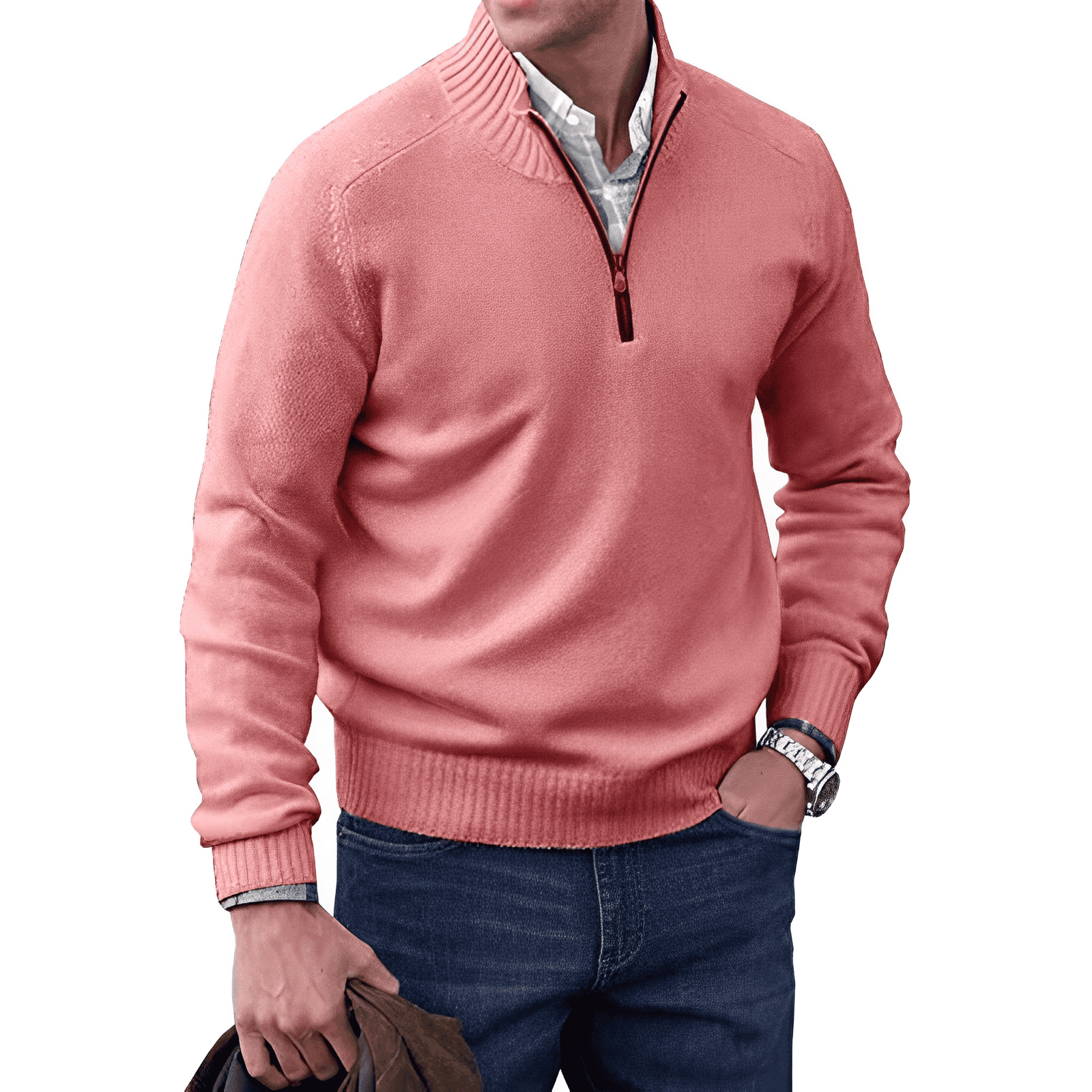 Martin – Luksusa Vīriešu Pulovers ar Polo Zipsu