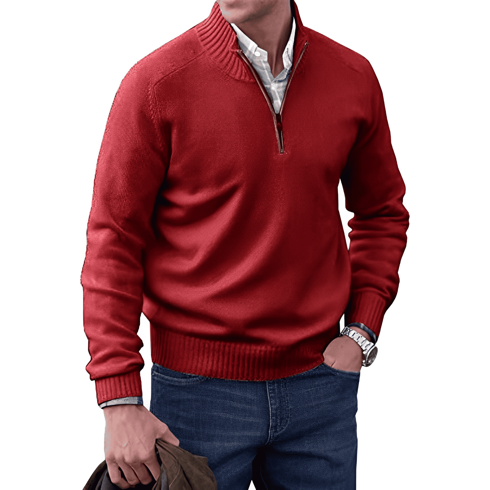 Martin – Luksusa Vīriešu Pulovers ar Polo Zipsu