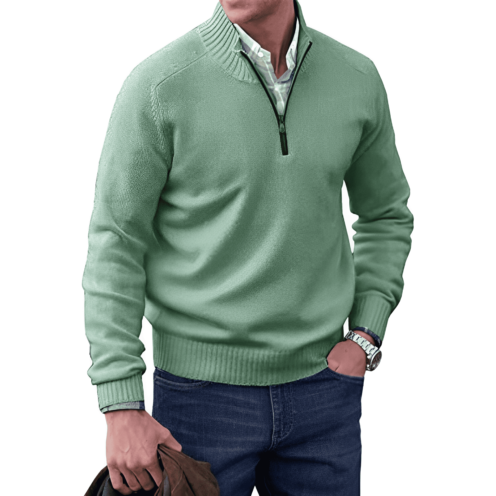 Martin – Luksusa Vīriešu Pulovers ar Polo Zipsu
